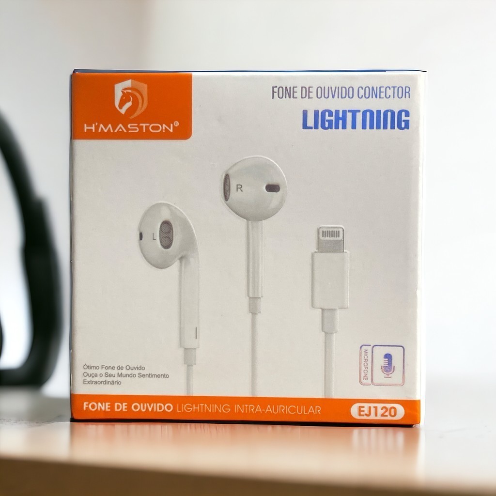 FONE DE OUVIDO COM FIO EARPODS LIGHTNING EJ120 H'MASTON