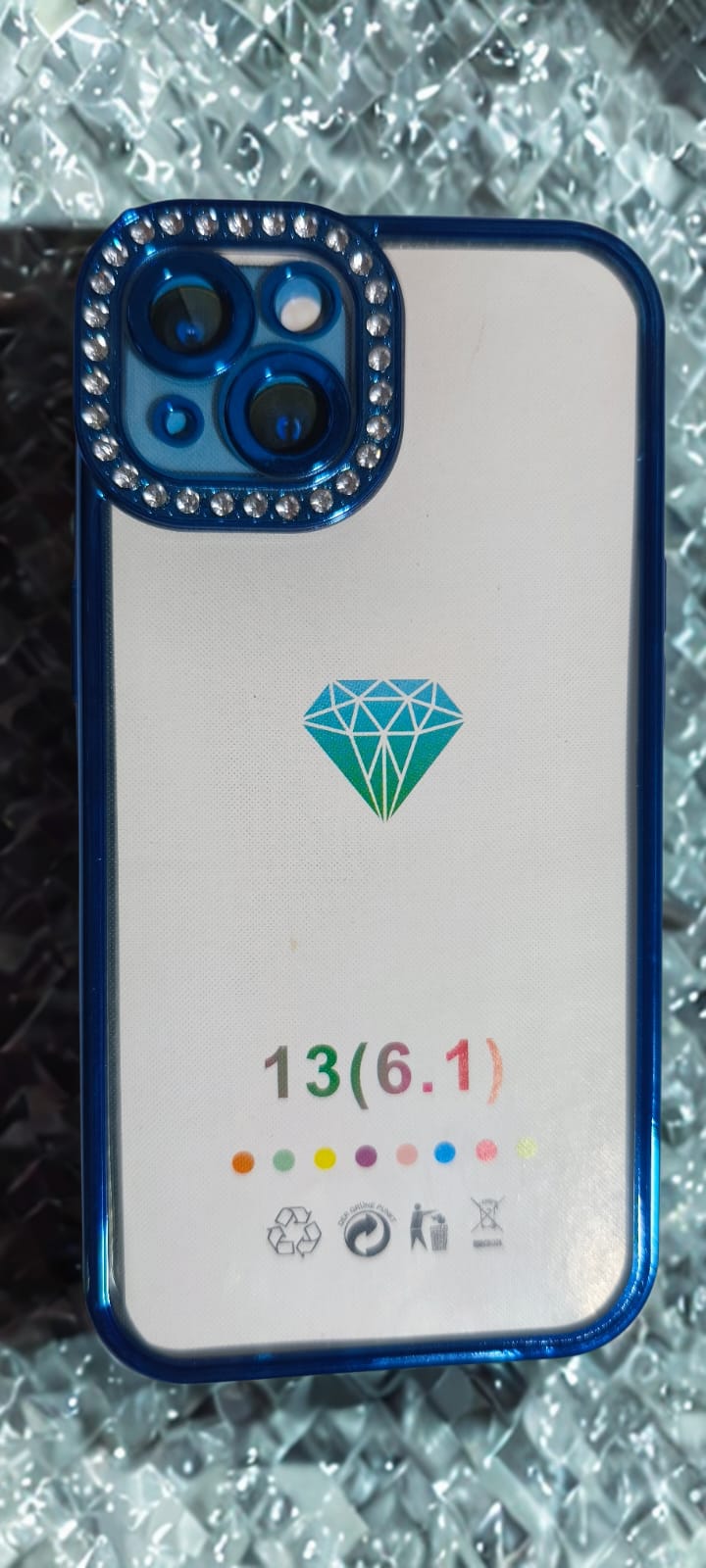 Capa Iphone 13 Azul com Pedras