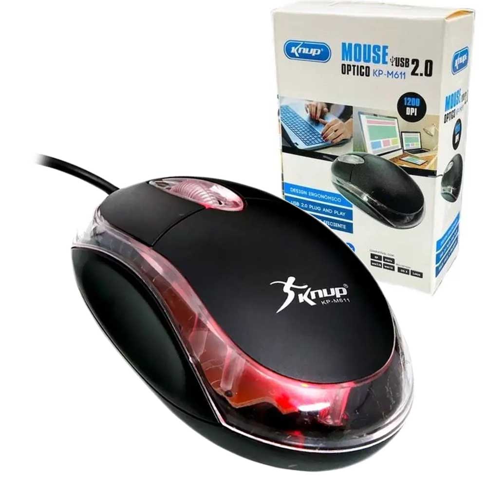 MOUSE COM FIO KNUP KP-M611